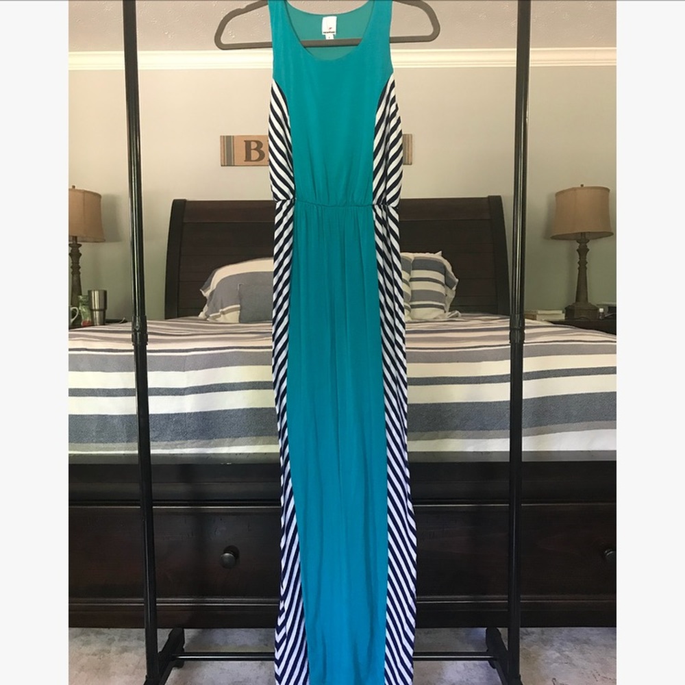 Newport dress - teal, navy blue white maxi